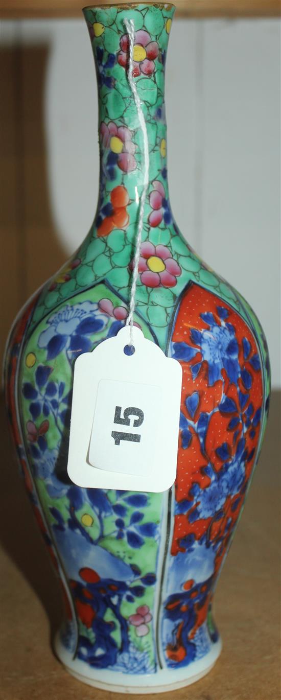 18th century Chinese clobbered bottle vase